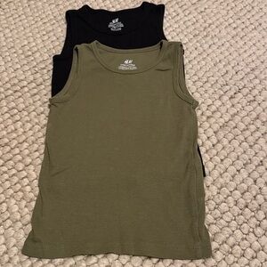 Set of 2 H&M Organic Cotton Kids Tank Top size 3 / 4T black and olive green